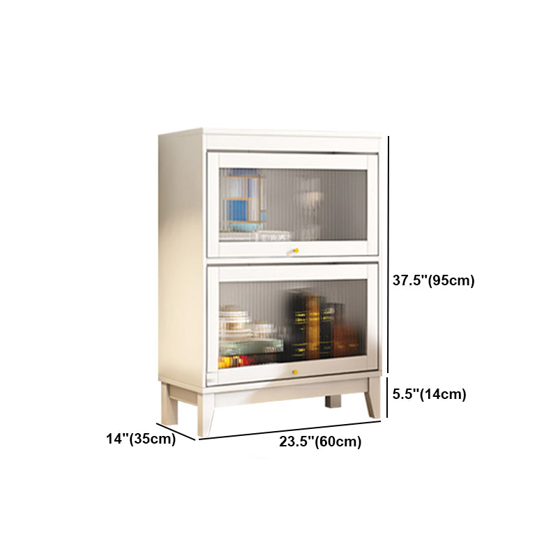 Urban Vertical Standard Bookcase White Manufactured Wood Bookshelf with Glass Doors