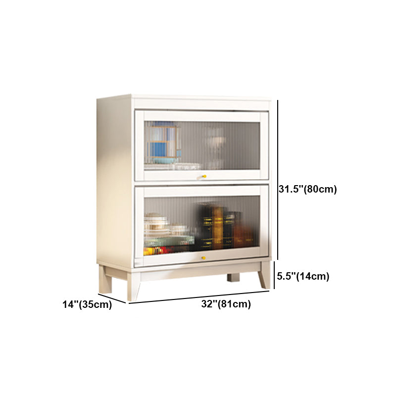 Urban Vertical Standard Bookcase White Manufactured Wood Bookshelf with Glass Doors