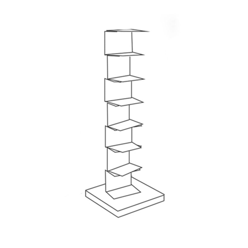 Contemporary Corner Bookshelf Closed Back Iron Vertical Bookcase