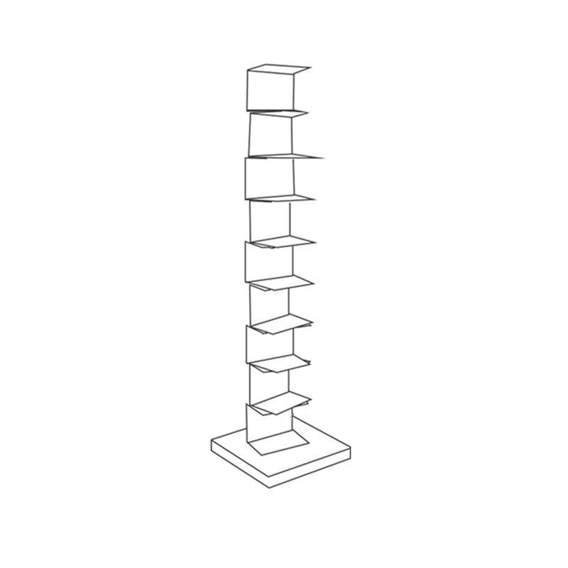 Contemporary Corner Bookshelf Closed Back Iron Vertical Bookcase