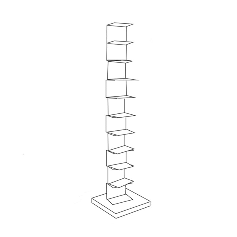 Contemporary Corner Bookshelf Closed Back Iron Vertical Bookcase