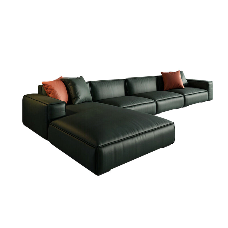 Emerald Green Genuine Leather Square Arm Sofa/Sectional with Wear-Resistant