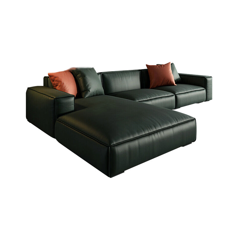 Emerald Green Genuine Leather Square Arm Sofa/Sectional with Wear-Resistant