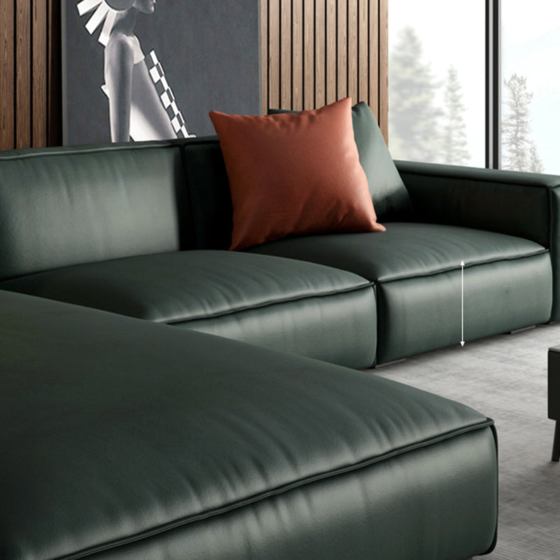 Emerald Green Genuine Leather Square Arm Sofa/Sectional with Wear-Resistant