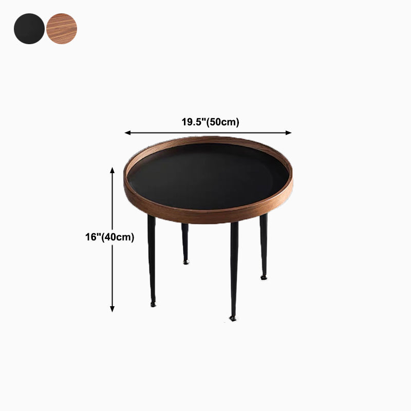 French Country Style Cocktail Table Walnut/black Solid Wood Round Coffee Table