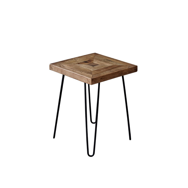 Mid-century Modern Cocktail Table Brown Elm Wood Top Metal Base Round/square Coffee Table