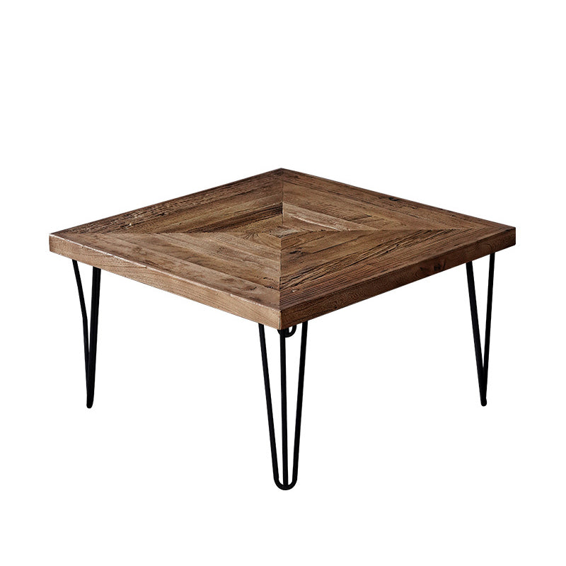 Mid-century Modern Cocktail Table Brown Elm Wood Top Metal Base Round/square Coffee Table