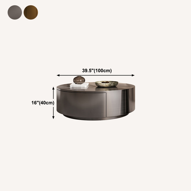 Mid-century Modern Cocktail Table Grey/gold Metal Round Coffee Table