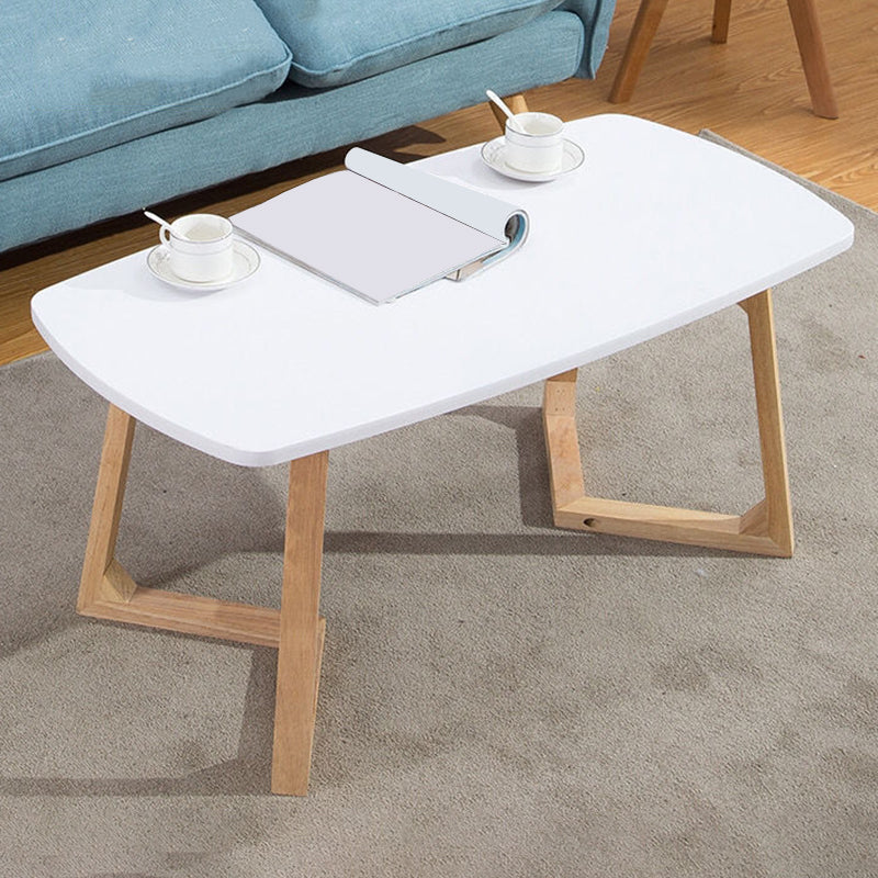 Sleigh-like Base Design Cocktail Table Wood/walnut/white Rubber Wood Coffee Table