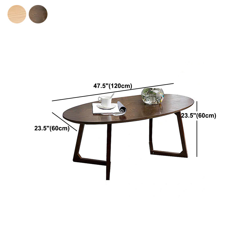 Sleigh-like Base Design Cocktail Table Wood/walnut/white Rubber Wood Coffee Table