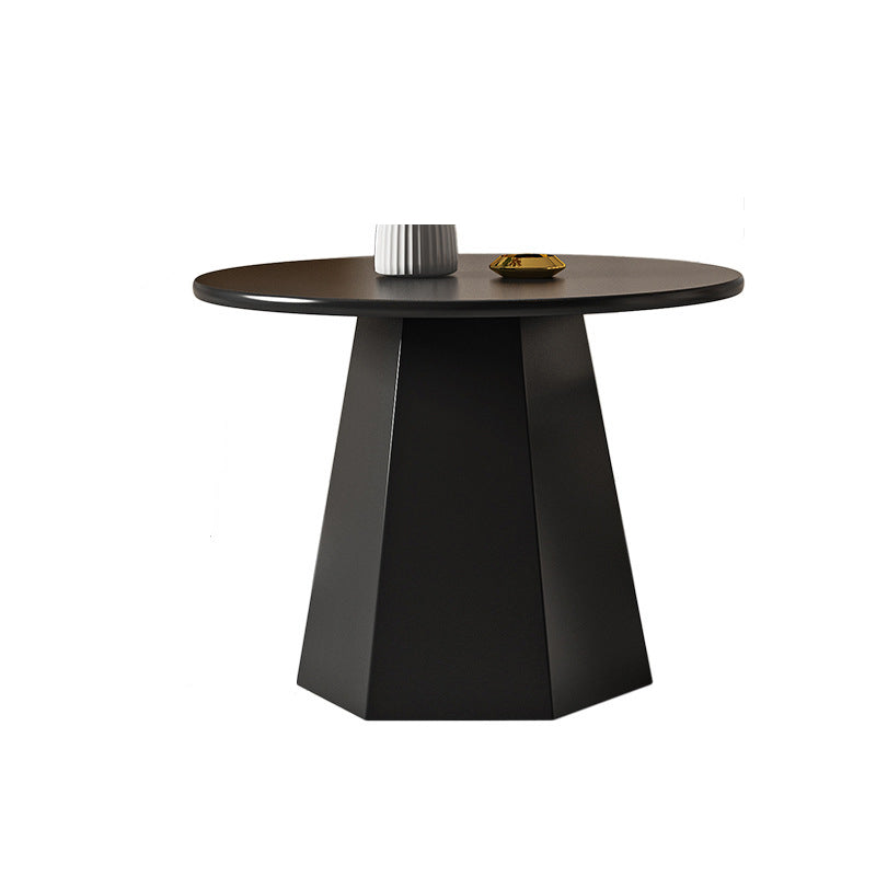 Pedestal Base Designed Cocktail Table White/black Metal Circular Coffee Table