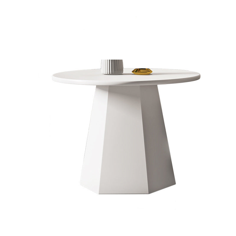 Pedestal Base Designed Cocktail Table White/black Metal Circular Coffee Table