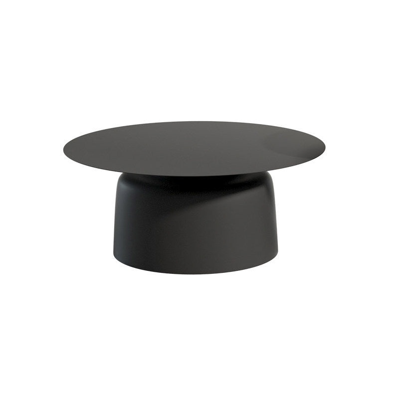 Pedestal Design Cocktail Table White/black Iron Round Coffee Table