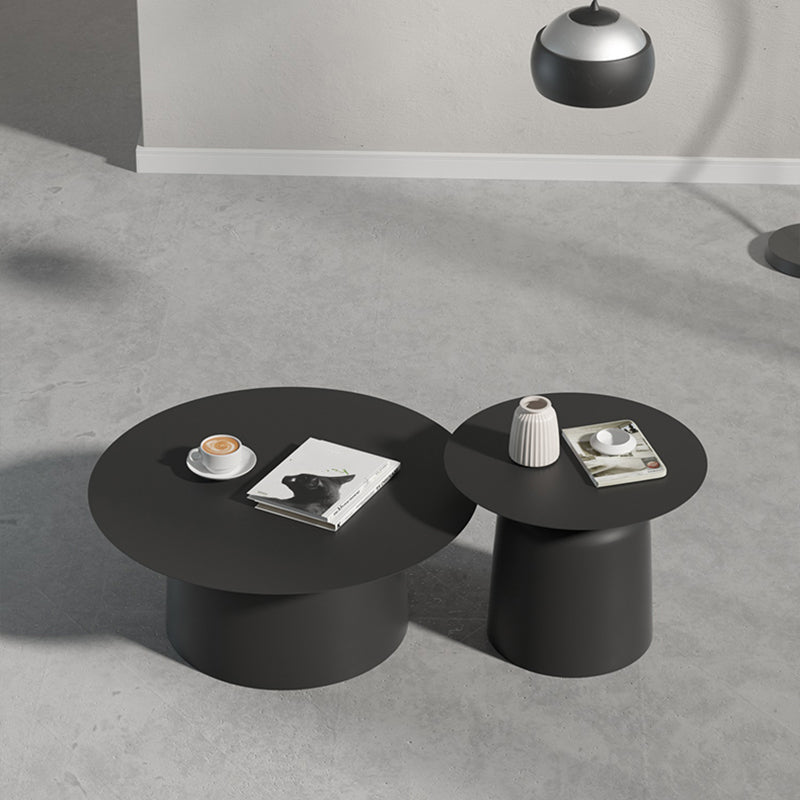 Pedestal Design Cocktail Table White/black Iron Round Coffee Table