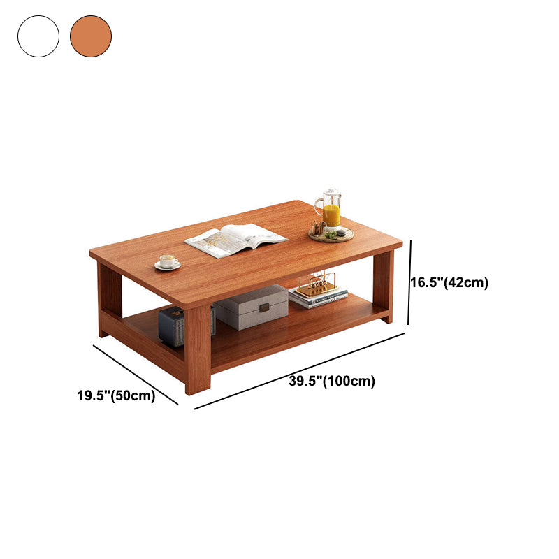 4 Legs Rectangular Coffee Table Made of Solid Wood in Wood/white/brown/gray Cocktail Table