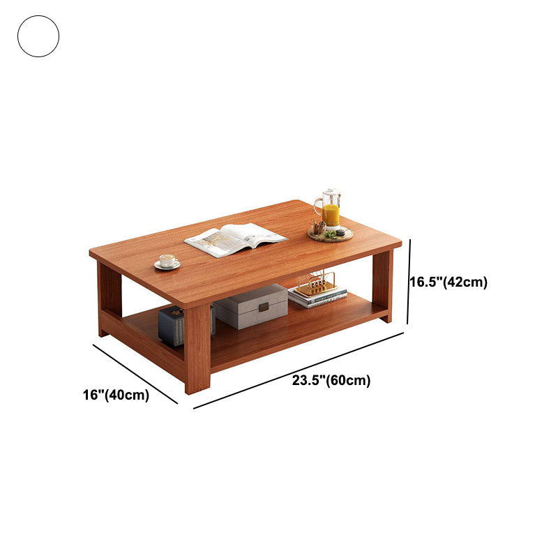 4 Legs Rectangular Coffee Table Made of Solid Wood in Wood/white/brown/gray Cocktail Table