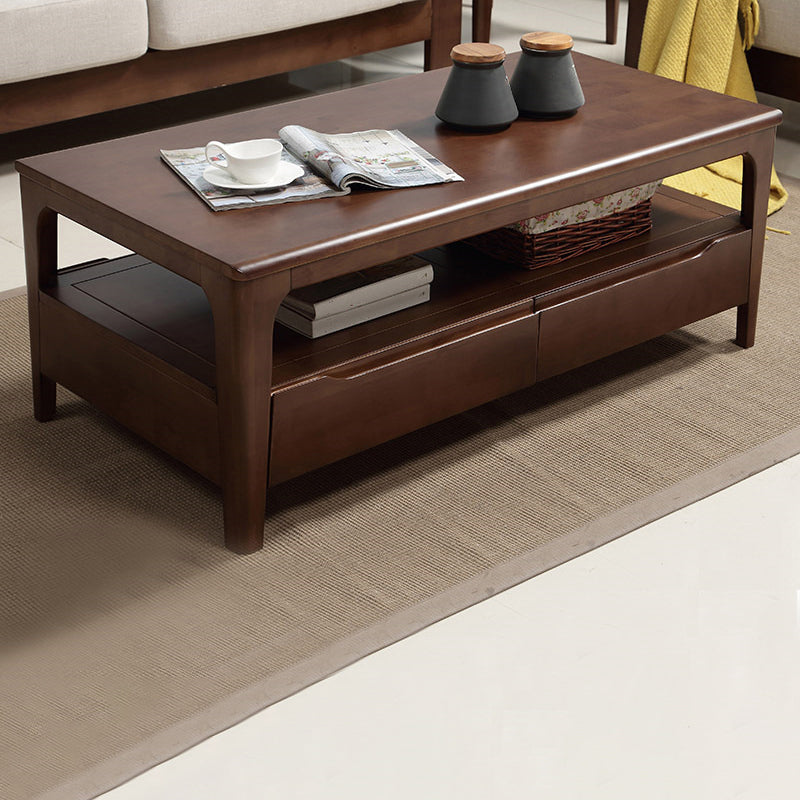 4 Legs Rectangular Coffee Table Made of Solid Wood/black/walnut/white Cocktail Table