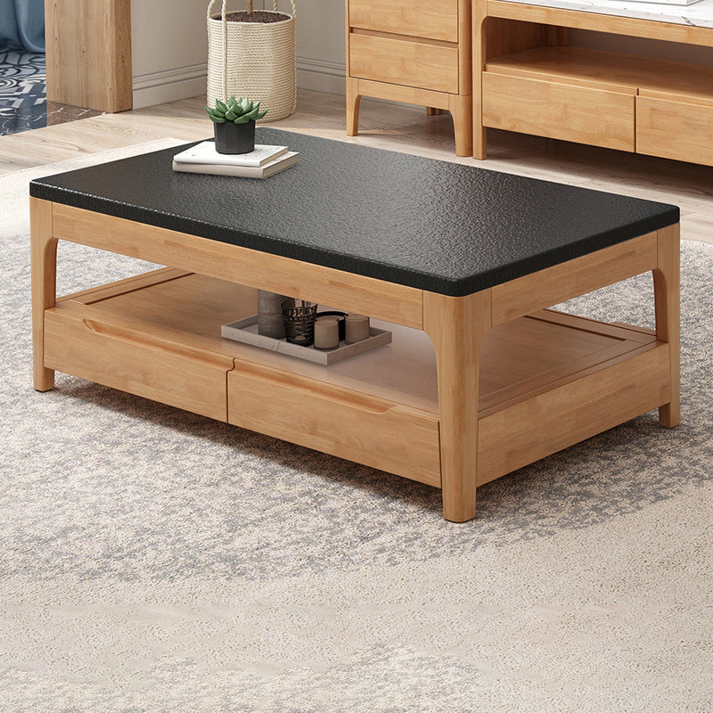 4 Legs Rectangular Coffee Table Made of Solid Wood/black/walnut/white Cocktail Table