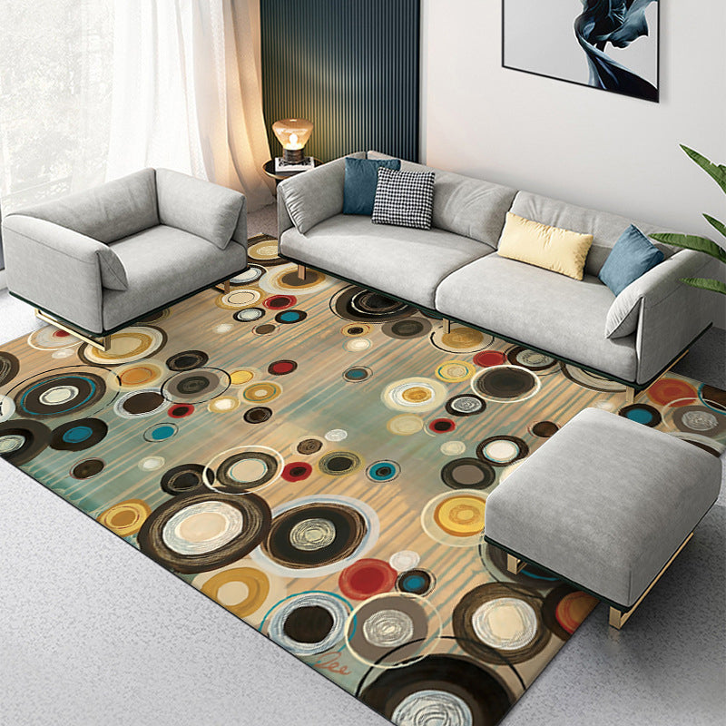 Black Abstract Striped Rug Polyester Modern Rug Stain Resistant Rug for Living Room