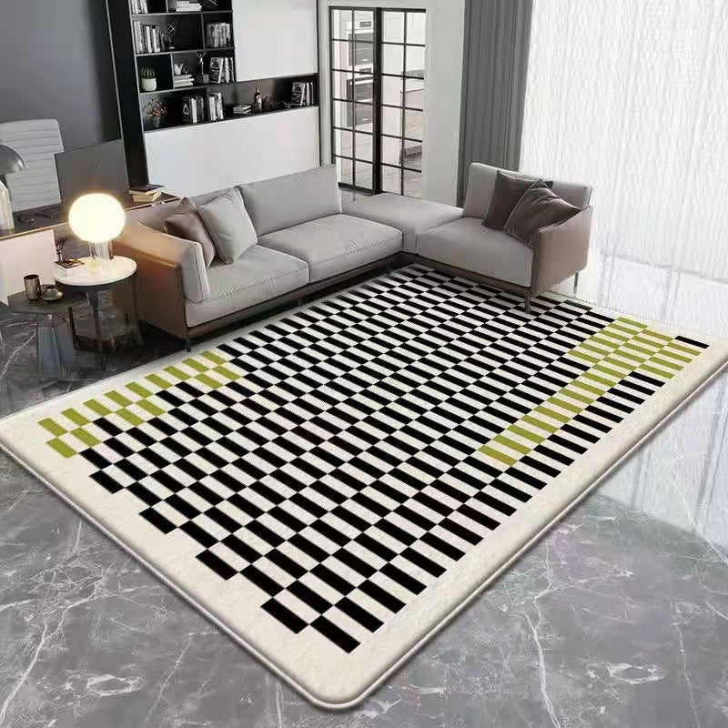 Orange Modern Carpet Polyester Check Pattern Carpet Washable Carpet for Living Room