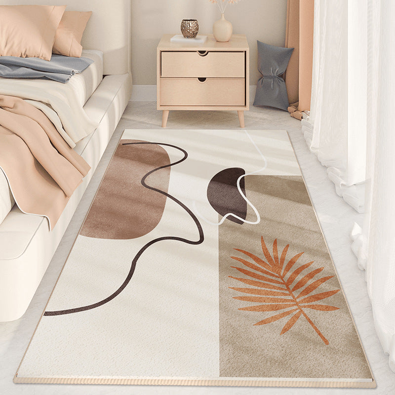 Beige Modern Rug Polyester Color Piece Rug Stain Resistant Indoor Rug for Home Decor