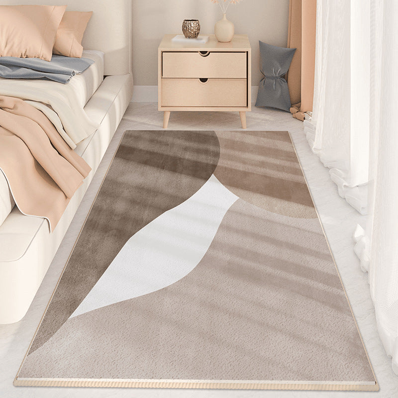 Beige Modern Rug Polyester Color Piece Rug Stain Resistant Indoor Rug for Home Decor