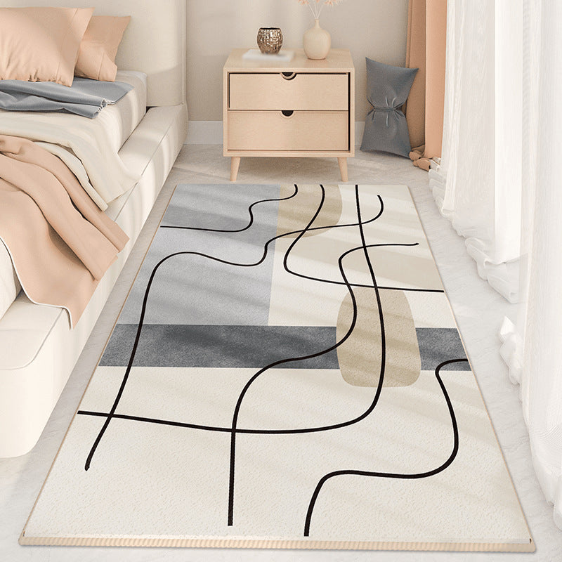 Tapis moderne beige en Polyester, pièce de couleur, résistant aux taches, pour l'intérieur, pour la décoration de la maison
