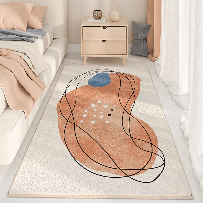 Beige Modern Rug Polyester Color Piece Rug Stain Resistant Indoor Rug for Home Decor
