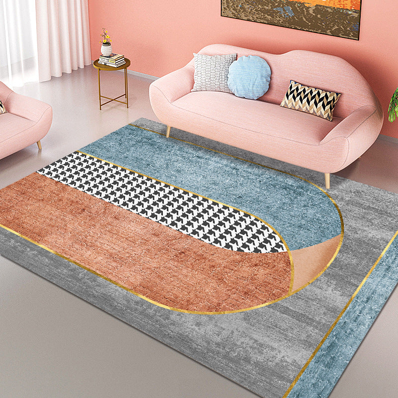 Orange Nordic Carpet Polyester Feather Carpet Washable Carpet for Living Room