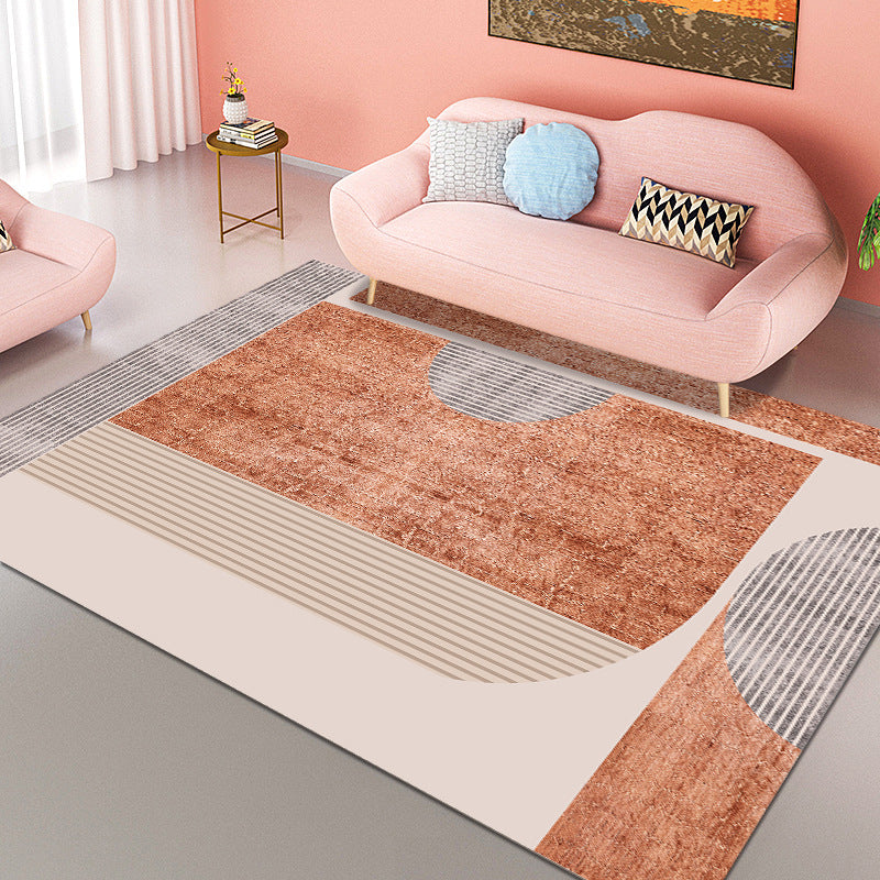 Orange Nordic Carpet Polyester Feather Carpet Washable Carpet for Living Room
