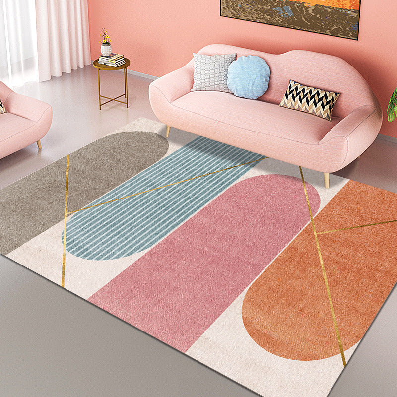 Orange Nordic Carpet Polyester Feather Carpet Washable Carpet for Living Room