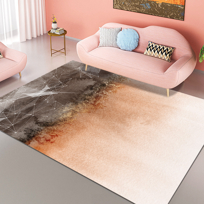 Orange Nordic Carpet Polyester Feather Carpet Washable Carpet for Living Room