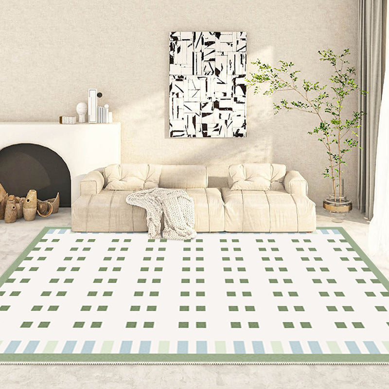 White Modern Rug Polyester Circle Rug Washable Rug for Living Room