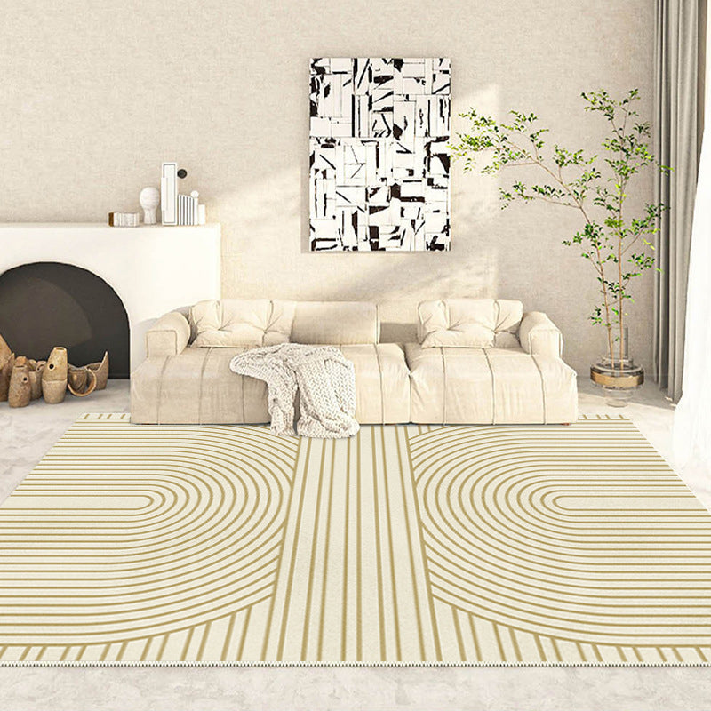 White Modern Rug Polyester Circle Rug Washable Rug for Living Room