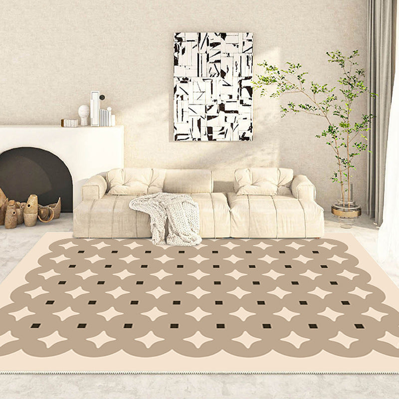 White Modern Rug Polyester Circle Rug Washable Rug for Living Room