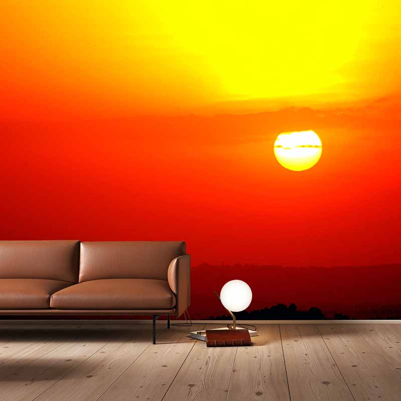 Photography Wall Mural Wallpaper Setting Sun Sitting Room Wall Mural