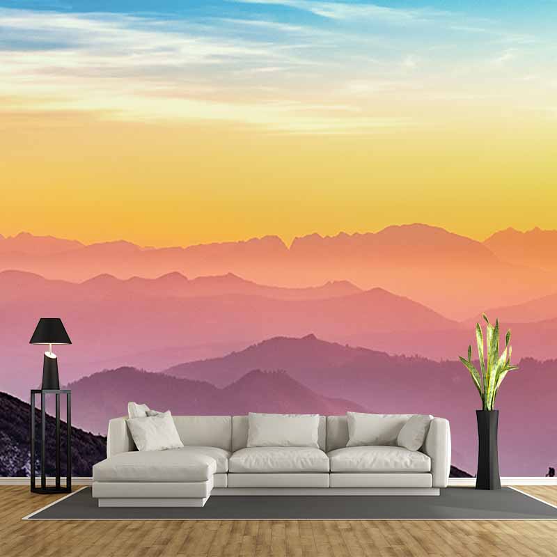 Photography Stain Resistant Wallpaper Mountain Range Living Room Wall Mural