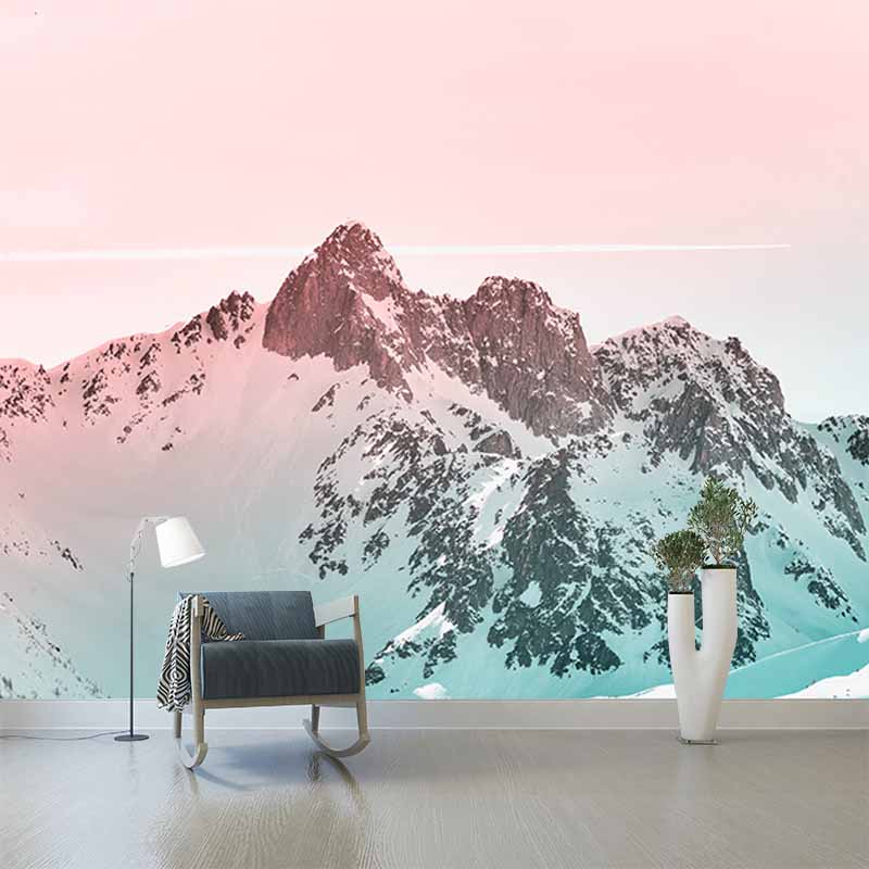 Mountain Range Stain Resistant Mural Washable Wallpaper Sitting Room Wall Mural