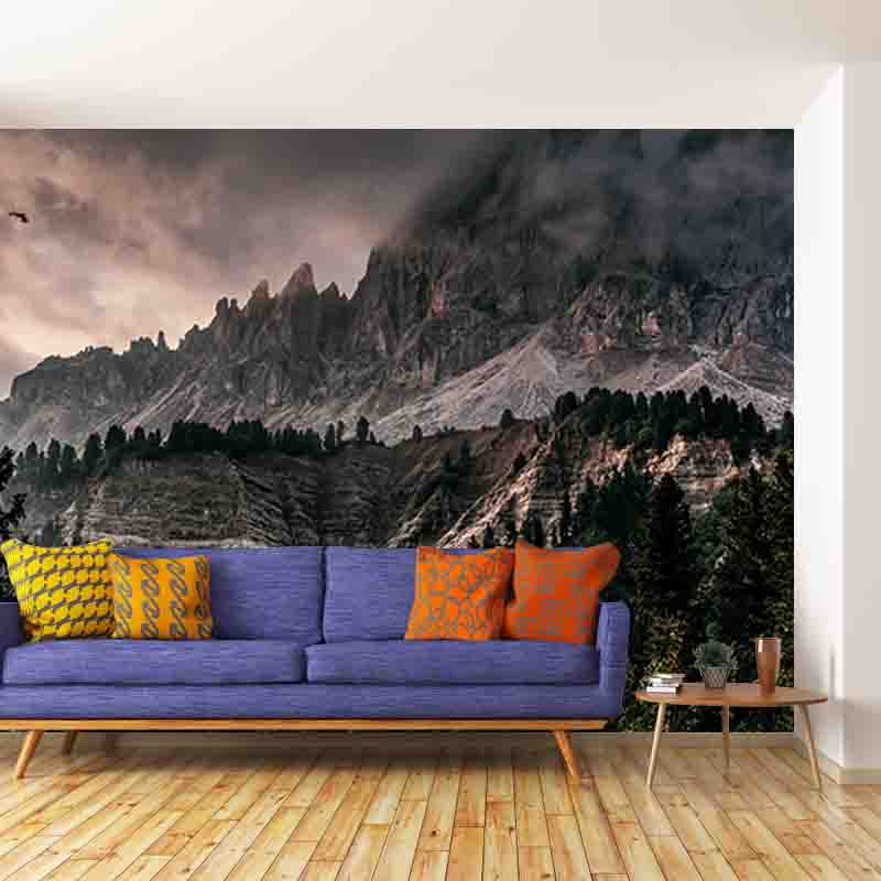 Photography Stain Resistant Mural Wallpaper Mountain Range Living Room Wall Mural