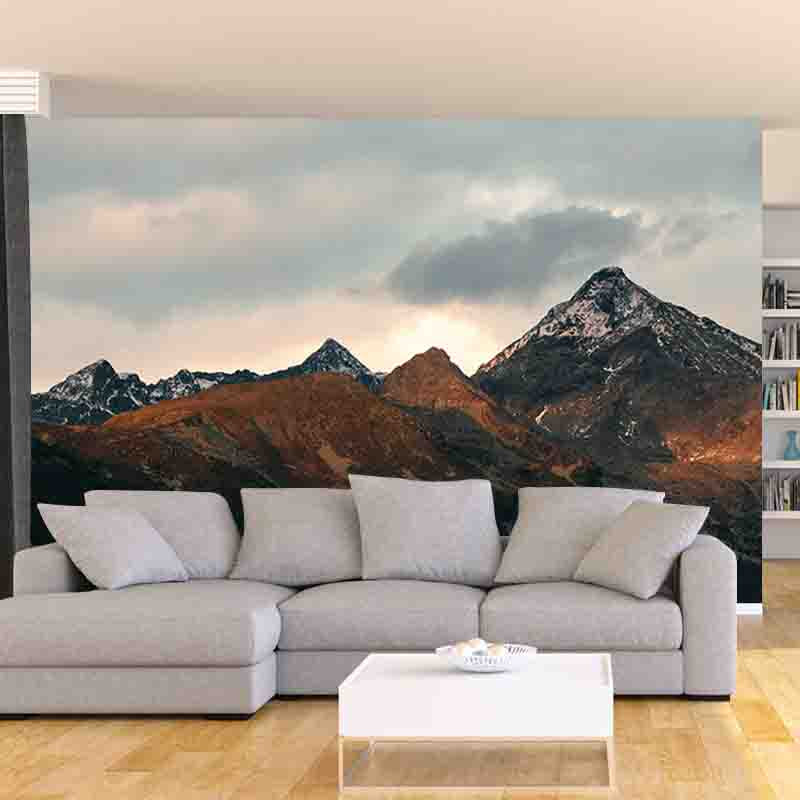 Photography Stain Resistant Mural Wallpaper Mountain Range Living Room Wall Mural