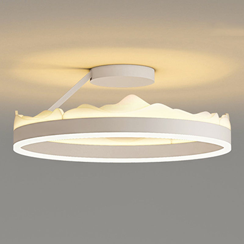 Contemporary Circle Flush Light Fixture Metal 1 Light Flushmount Lighting