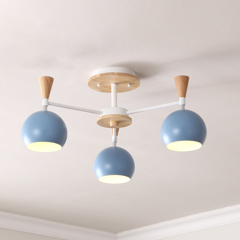 Nordic Metal Ceiling Light Colorful Bowl Shape Flush Mount Light for Bedroom