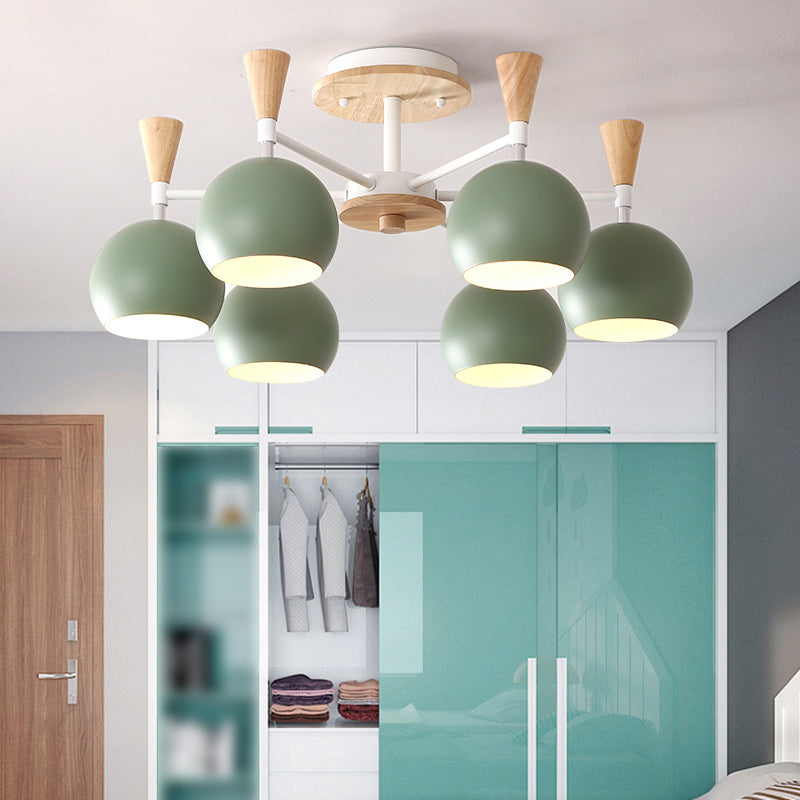 Nordic Metal Ceiling Light Colorful Bowl Shape Flush Mount Light for Bedroom