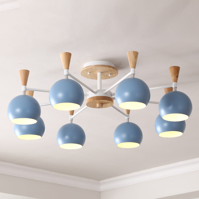 Nordic Metal Ceiling Light Colorful Bowl Shape Flush Mount Light for Bedroom