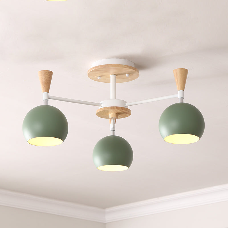 Nordic Metal Ceiling Light Colorful Bowl Shape Flush Mount Light for Bedroom