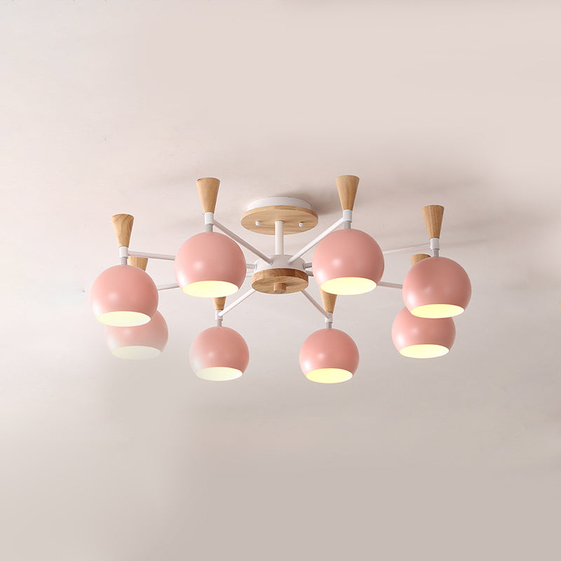 Nordic Metal Ceiling Light Colorful Bowl Shape Flush Mount Light for Bedroom