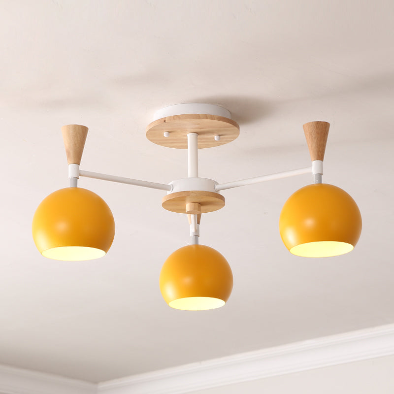 Nordic Metal Ceiling Light Colorful Bowl Shape Flush Mount Light for Bedroom