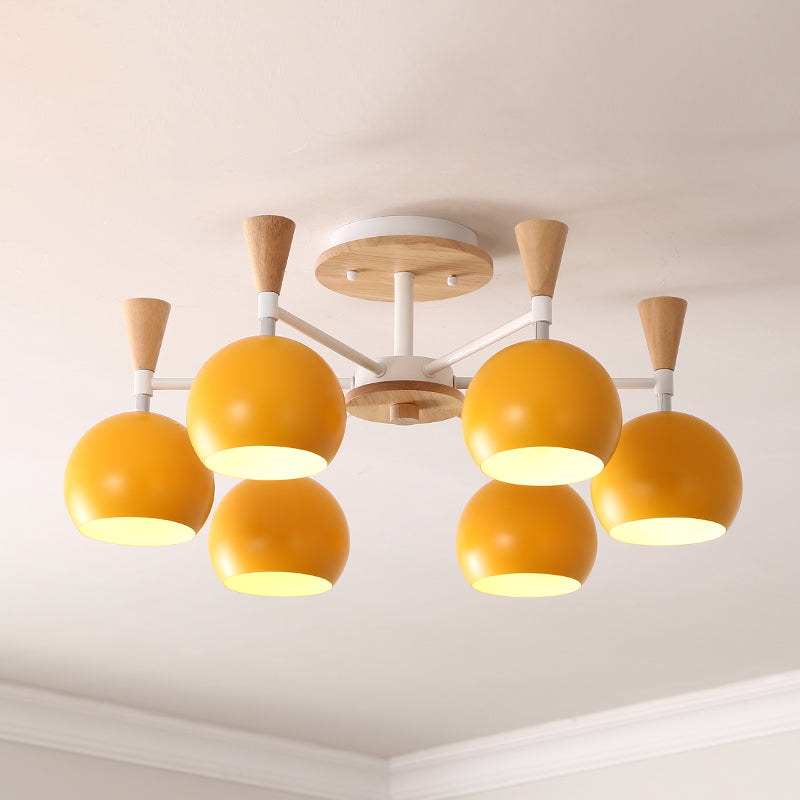 Nordic Metal Ceiling Light Colorful Bowl Shape Flush Mount Light for Bedroom