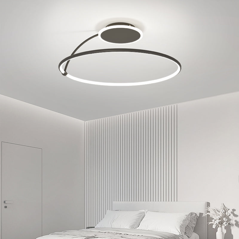 Nordic Metal Ceiling Light Circle 2 Lights Flush Mount Ceiling Light for Bedroom