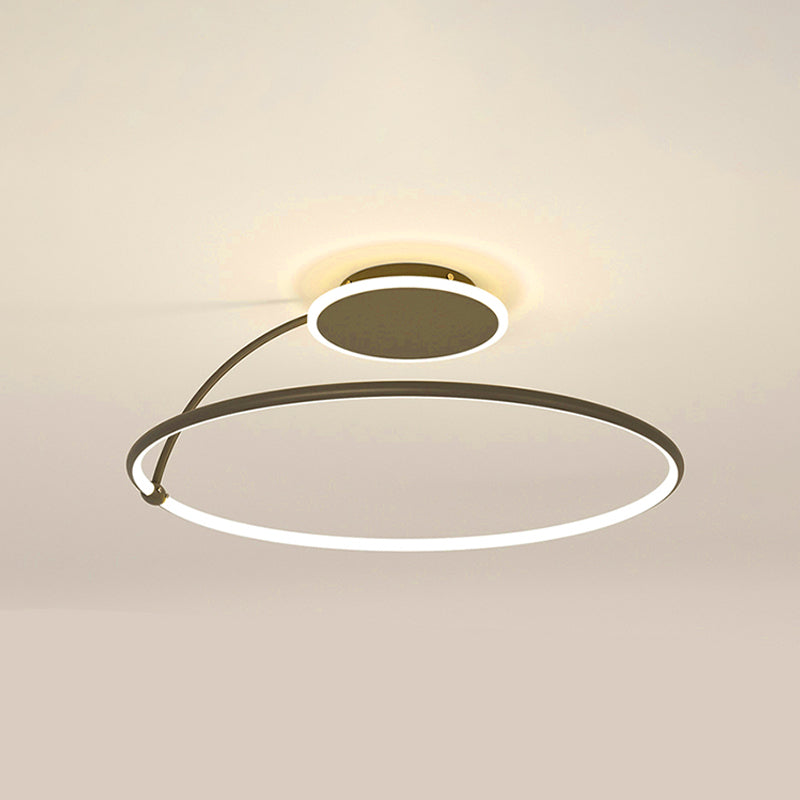 Nordic Metal Ceiling Light Circle 2 Lights Flush Mount Ceiling Light for Bedroom